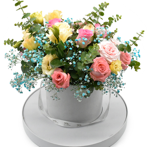 Grande boîte-cadeau d'emballage de fleurs de <span class=keywords><strong>rose</strong></span> en papier à cylindre rond en plastique transparent avec logo personnalisé avec tiroir pour chocolat de mariage - Product Image 4