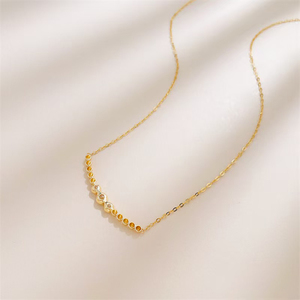 Collar Ajustable Coreano de Oro Suave con Cuentas y Tres Diamantes, Diseño de Sonrisa, de Oro Amarillo de 18K, Abalorios para Fabricación de Joyas - Product Image 3