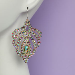 流行の両面ラインストーンドロップピアス超軽量ダングリングデザイン女性用パーティーベリーダンスパフォーマンスジュエリー - Product Image 6