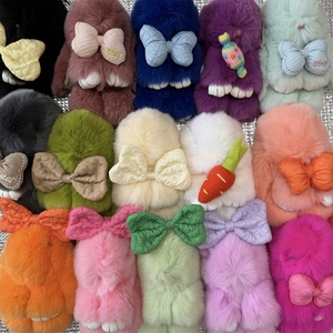 Portachiavi Coniglio in Peluche 10cm in Vera Pelliccia Naturale, Ciondolo per Borsa da Donna, Ornamento per Zaino, Portachiavi per <span class=keywords><strong>Auto</strong></span>, Regalo per Bambini - Product Image 2
