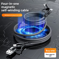 Cable Magnético 4 en 1 USB-A/C a C/L con Trenzado de Nailon para Carga Rápida y Transferencia de Datos para iPhone, Samsung, Android e iOS