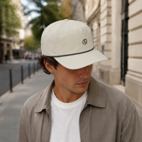 Gorra de Béisbol de Sarga de Algodón de 5 Paneles con Logotipo Personalizado, Cordón Trenzado y Visera Precurvada, Estilo Dad Hat en Blanco para Hombres y Mujeres, Venta al por Mayor
