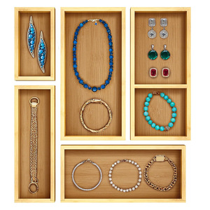 Wooden <b>Drawer</b> Organizer With Partitions For Cosmetics Jewelry <b>Storage</b> Rectangular Solid Color Sorting <b>Box</b> Set - Product Image 4