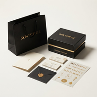 Boîte à épaule personnalisable avec logo, noire mate, conteneur rigide premium avec col doré pour emballage en vrac de soins de la peau, essences et parfums