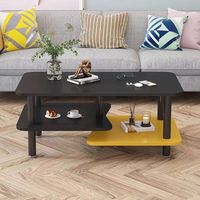 Table basse rectangulaire à double niveau, style nordique moderne, durable, pour petit appartement, salon, balcon