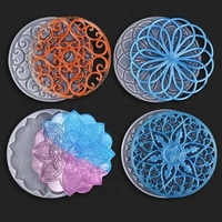 Sous-verre rond en silicone pour bricolage Mandala plateau à fleurs moule en résine époxy cristal plateau en résine UV moule de coulée pour artisanat décoration de la maison