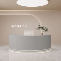 Bureau de réception moderne en MDF au design luxueux avec éclairage LED, taille personnalisée pour salon de beauté et supermarché