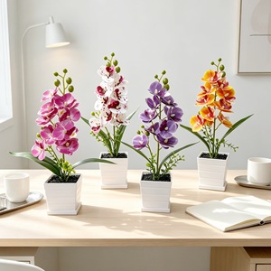 Plante artificielle en pot d'orchidée Phalaenopsis de 32 pouces en caoutchouc souple pour l'affichage dans les hôtels et les restaurants, fausse fleur, bonsaï, ornement vert - Product Image 5