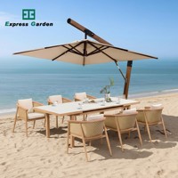 Ensemble table et chaises de jardin modernes en alliage d'aluminium, avec coussins imperméables et résistants aux UV, pour usage hospitalier