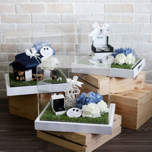 Rõ ràng Acrylic bé cản trở lưu niệm hiển thị Hộp Quà Tặng lucite hiển thị hộp Trường hợp với đáy trắng lớn hộp quà tặng cho Hoa cưới - Product Image 1