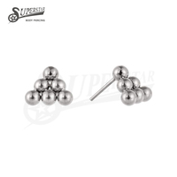 SUPERSTAR ASTM F136 Titane Embouts sans filetage Design boule unie en grappe Labret Stud pour lèvre Boucle d'oreille Bijou de piercing pour cartilage