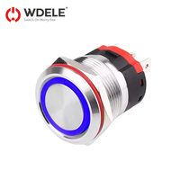 Botón de Encendido Metálico Impermeable WD22 IP67, Botón de Alta Corriente de 20A, Interruptor de Botón de Acero Inoxidable de 6 Pines Normalmente Abierto