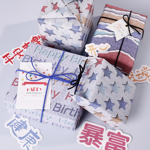 Papel de cumpleaños con purpurina de 80g al por mayor 50*70cm papel de regalo personalizado para embalaje - Product Image 6