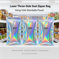 Sac en BOPP auto-adhésif holographique laser pour livraison express de mascara, rouge à lèvres, vêtements, accessoires, cosmétiques