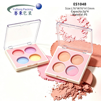 Yudong ES1048 – Nouvelle palette vide biodégradable pour fards à paupières et blush, 4 compartiments, couvercle transparent, étui compact en plastique à quatre grilles