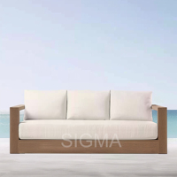 Sigma kayu jati Modern tahan lama, Set luar ruangan taman rumah pertanian tidak dapat dilipat nyaman antiair