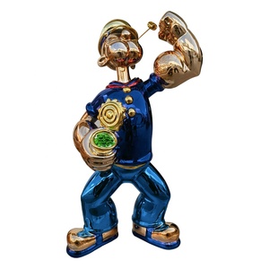 Figura de juego de dibujos animados de resina lista para enviar, estatua de Popeye de fibra de vidrio, estatua de Popeye de cromo rojo, arte Pop de resina y manualidades para decoración del hogar - Product Image 3