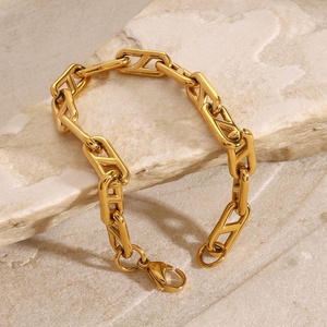 Bracelet chaîne à maillons épais unisexe en acier inoxydable plaqué or anti-ternissement, fait main, tendance, vente en gros de bijoux personnalisés, cadeau - Product Image 5