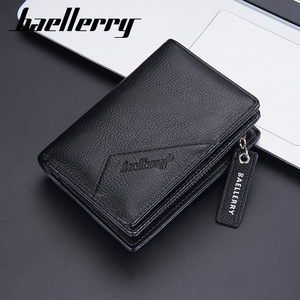 กระเป๋าสตางค์แบบสั้นสำหรับผู้ชายแบรนด์ Baellerry สีดำ หนังแท้ พร้อมช่องใส่เหรียญแบบซิป ใช้งานได้หลากหลายในชีวิตประจำวัน - Product Image 1