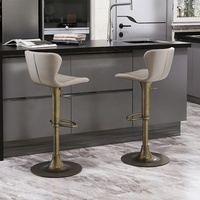 Chaise de bar en cuir de vachette huilé et ciré, style luxe léger, usage commercial, dossier relevable, rotative, personnalisable
