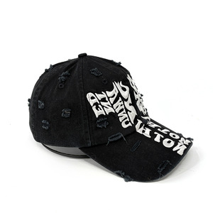 Cappellino da Baseball Vintage Sportivo Unisex Nero Effetto Lavaggio Acido 3D Puff Snapback Streetwear Grunge Regolabile 100% Cotone NewStyleCap - Product Image 4