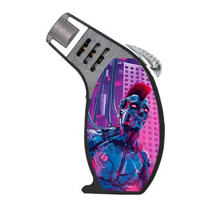 Nouveau Style Cyberpunk Coupe-Vent Cigar Jet Torch Customs Metal Slant Briquets avec Cool Logos - Product Image 5