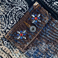 Veste de Travail en Denim Vintage pour Hommes, Personnalisée OEM, avec Patchwork Paisley Boro Sashiko, Style Trucker