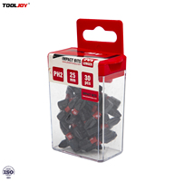 TOOLJOY Lot de 30 embouts de tournevis PH2 Phillips en acier S2 de 25 mm, résistants aux chocs, finition lisse, pour tournevis à couple élevé, avec étui de rangement