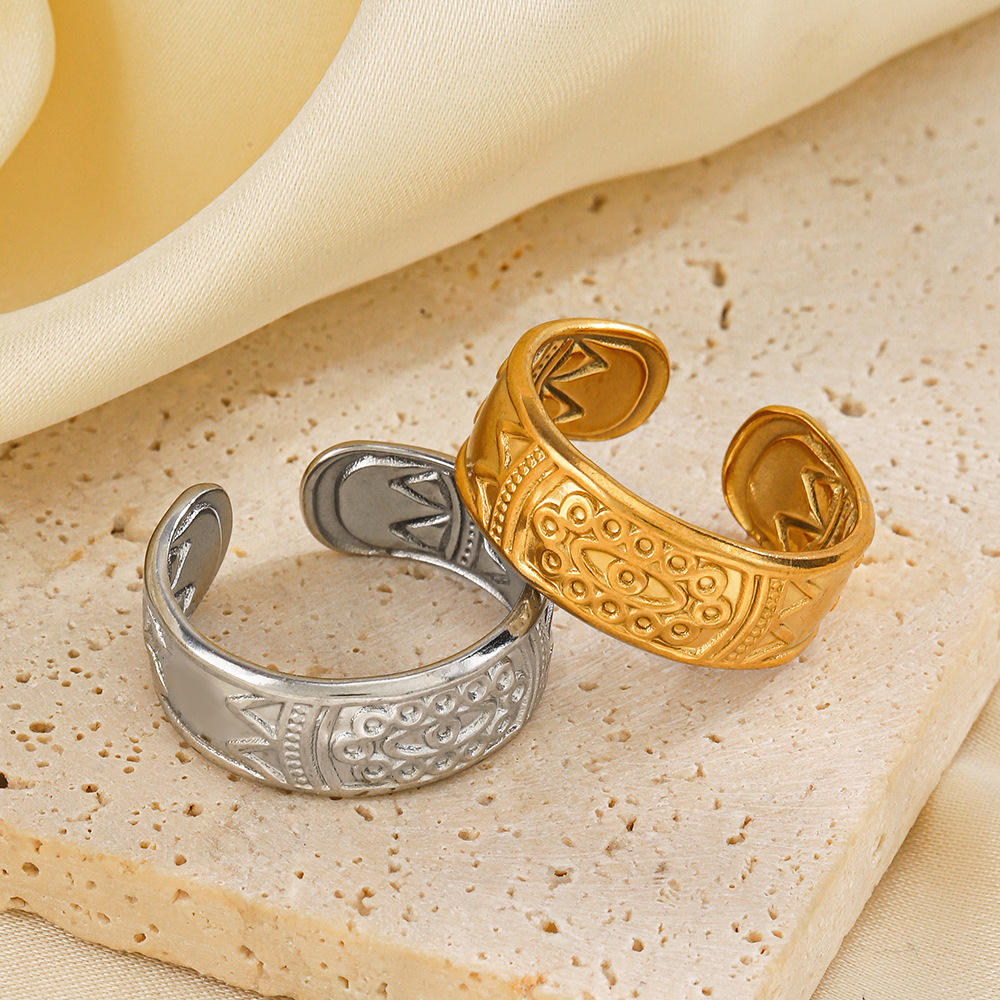 Fashion Jewelry Rings 18K Gold Plated Open Stainless Steel Boho