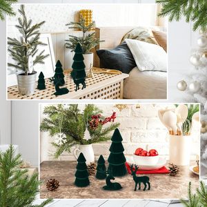 Ensemble de 3 sapins de Noël de haute qualité, écologiques, 15/20/25 cm, en résine et velours pulvérisé, pour table, base moderne, intérieur - Product Image 5