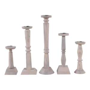 Set di 5 Portacandele in Legno di Diverse Altezze per Decorazione Casa, Accenti per Mensole e Caminetti, Design Elegante - Product Image 3