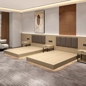 Moderna luce Led King-Size MDF legno camera da letto mobili di alta qualità compensato camera d'albergo appartamento scuola soggiorno arredi - Product Image 5