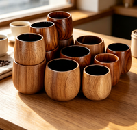 Tasses à whisky en bois massif artisanales, grande capacité, design minimaliste nordique, écologiques, pour café, vin et thé