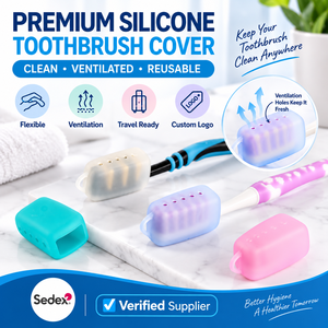Ensemble de cinq housses de brosse à dents en silicone réutilisables, portables, écologiques et personnalisées pour les kits de voyage et le camping - Product Image 1
