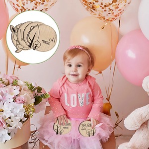 Ingrosso 12 pezzi simpatici fai da te segni di animali in legno pietra miliare del bambino annunci per Baby Shower decorazioni incise carte pietra miliare - Product Image 2