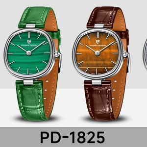 PAGANI Design 1825 Elegant Retro Sport <b>Watch</b> Natural Tiger Eye Stone Disc Sapphire Leather Strap Quartz Movement Women's <b>Watch</b> - Product Image 5