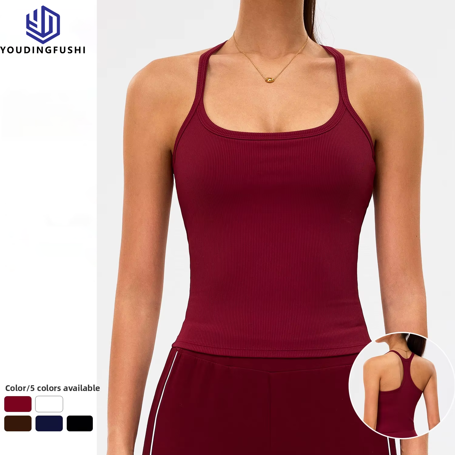 Wholesale Women's Yoga Tank Top with Front Logo Quick-drying Sports Bra Tight-fitting for Outdoor Running Fitness Vest TM0281