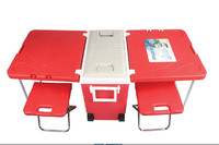 Tabouret de table pliant d'extérieur moderne avec glacière Facile à ranger Élégant pour les canettes Caractéristique thermique Compresseur Réfrigération