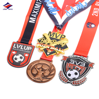 Longzhiyu futsal sport fabricant de médailles personnalisé métal 3d moderne médailles de football en or en gros médaille de football