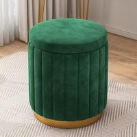 Tabouret de maquillage bas moderne et écologique en velours doux, avec rangement intégré, pour chambre à coucher et coiffeuse