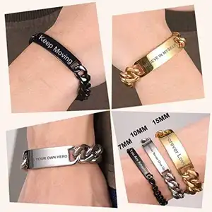 Custom Engraved Name Letter Date Bracelets Women Men Adjustable Bangles For Boys Girls Kids 2023 Stainless Steel Jewelry