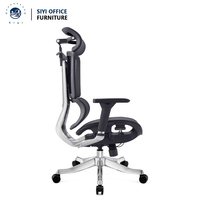 Chaise de bureau pivotante de direction ergonomique moderne de luxe avec accoudoirs réglables 4D, dossier inclinable réglable, maille de haute qualité et aluminium