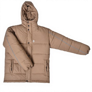 Chaqueta Acolchada con Capucha para Hombre, Cortavientos, Gruesa, de Poliéster, Abrigo Casual de Invierno, Corte Regular, Color Sólido, Cierre de Cremallera Frontal - Product Image 5