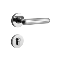 Serrure de porte intérieure chromée pour chambre, silencieuse, avec poignée symétrique et mécanisme de levier d'entrée pour usage domestique