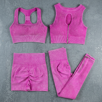 Conjunto Deportivo de Yoga de 2 Piezas con Cierre y Estampado para Mujer, Transpirable, Elástico en 4 Direcciones, para Gimnasio, Fitness, Entrenamiento y Running