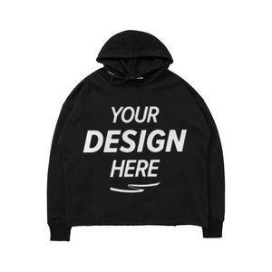 HV350T Sweat-shirt de rue en vrac surdimensionné à ourlet brut avec logo personnalisé Sweat-shirt à capuche court avec impression bouffante pour hommes 350gsm - Product Image 3