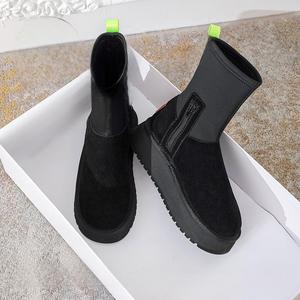 Botas de Nieve UGGSS para Mujer 2024, Botas de Nieve con <span class=keywords><strong>Plataforma</strong></span> y Forro de Piel de Oveja Genuina, Botas de Nieve Extensibles para Exteriores - Product Image 6