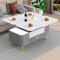 Table basse relevable moderne multifonctionnelle à hauteur réglable avec plateau en verre trempé et rangement, couleur personnalisable pour salon