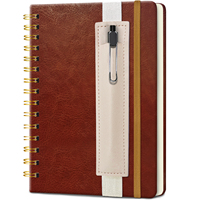 Vente en gros Cahier à spirale en cuir souple Cahier en cuir PU Journal avec stylo et porte-stylo