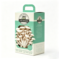 Boîte de culture de champignons frais en carton avec poignée, emballage en pulpe recyclée
